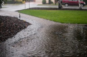 Heavy rain causing flooding and deep puddles